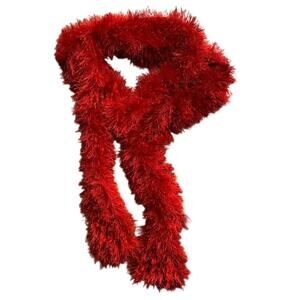 Vintage Y2K Red Fuzzy Long Soft Scarf